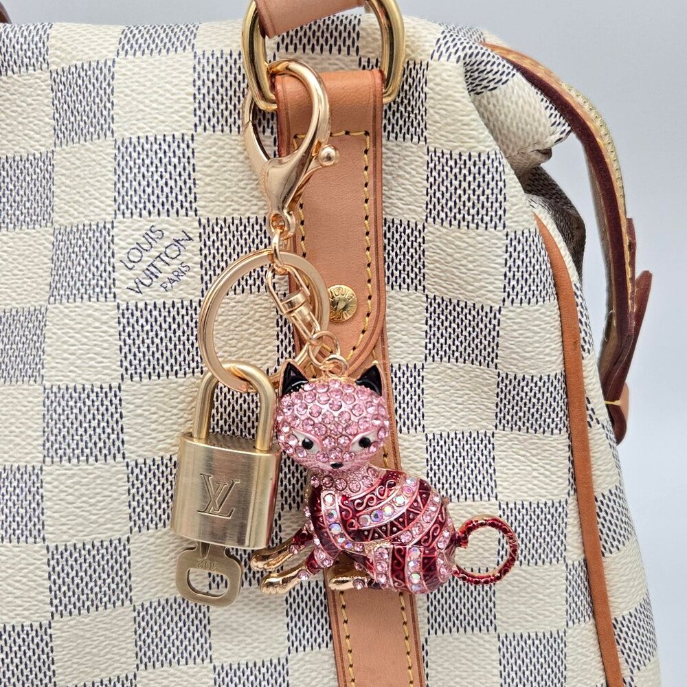 Authentic LV Louis Vuitton Gold Lock & Key 🔑Unbranded Cat Keychain Charm - Picture 3 of 10